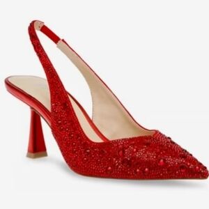 Betsey Johnson clark Slingback Red Embellished Rhinestone Jewel Heels